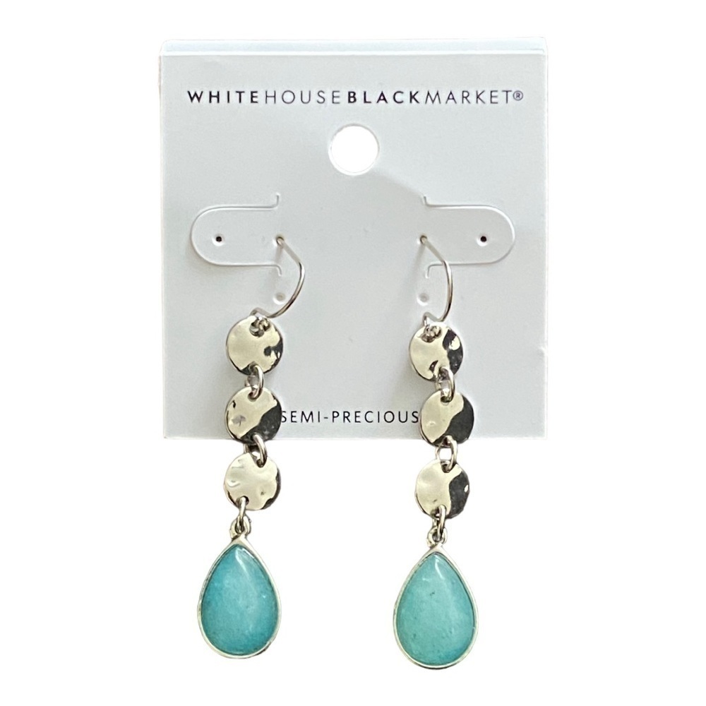 😍2/$20 NEW White House Black Market Aqua Semi Precious Silver Tone Earrings